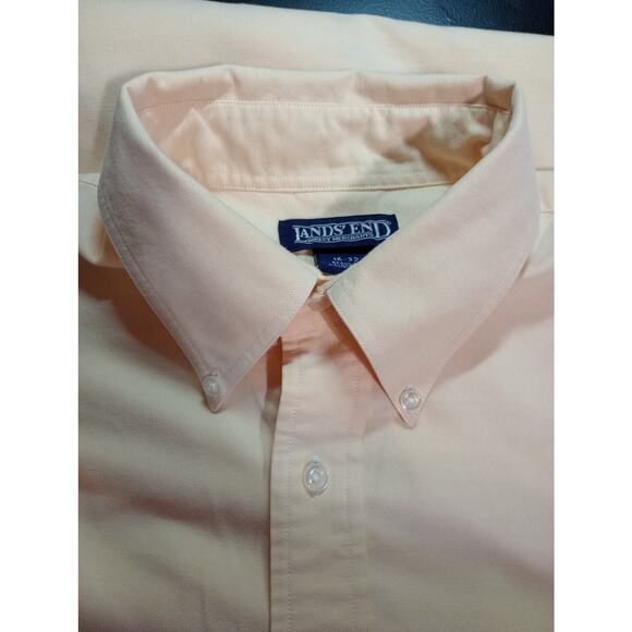 Lands End Shirt Mens 16-32 Large Yellow Button Down Long‎ Sleeve Pocket Classic - Picture 5 of 8